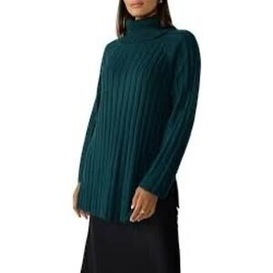 Sanctuary Rib Turtleneck Tunic Sweater in Green Size XXS Runs big